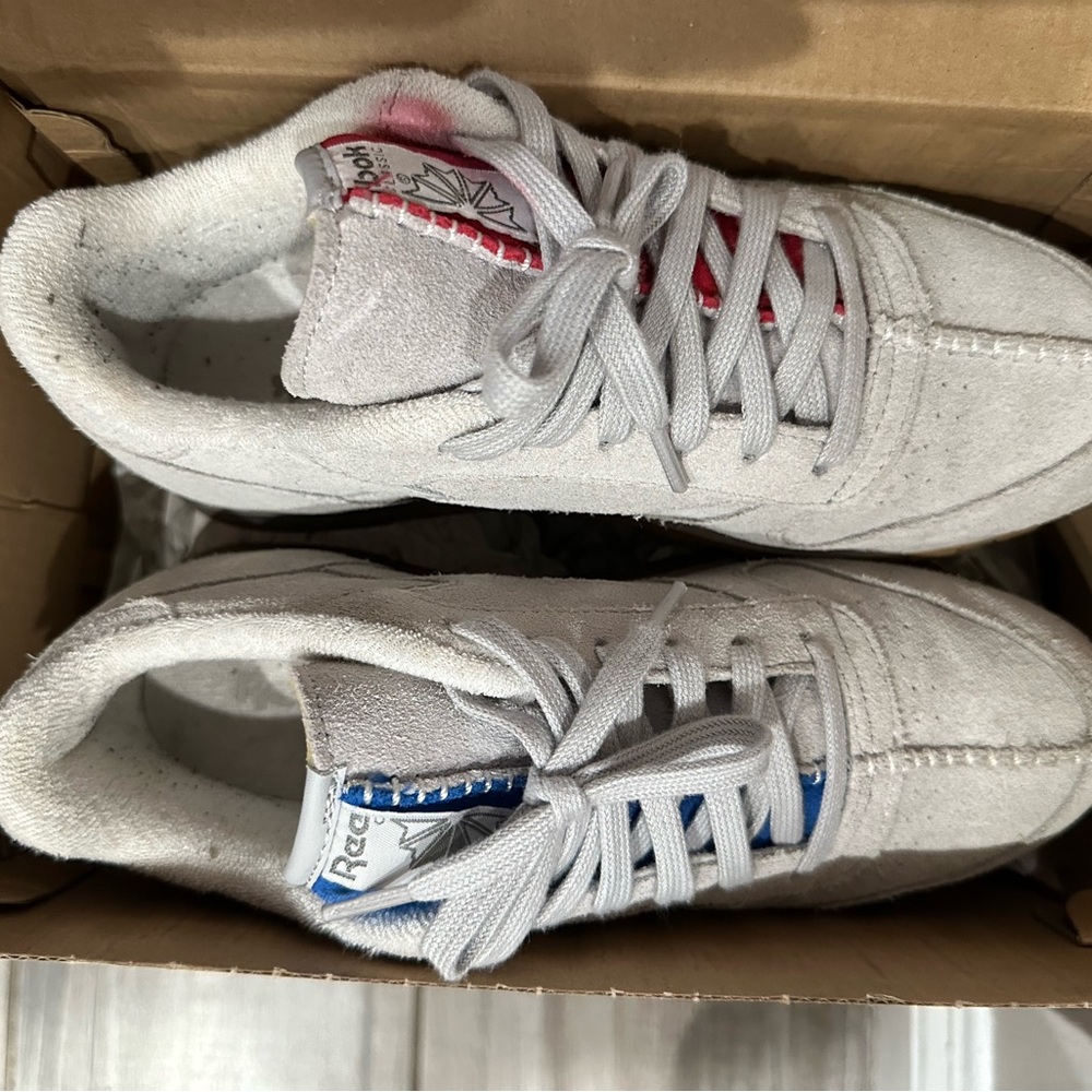 Reebok Classic Suede Sneakers - Grey, Blue, Red